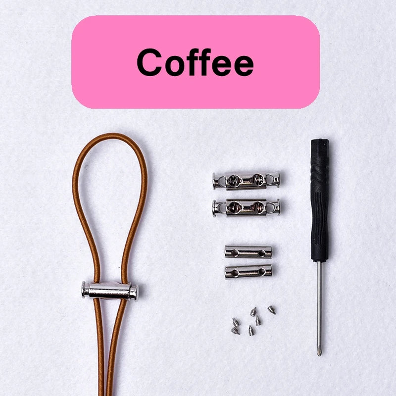 1Pair New Metal Lock Shoelace No Tie Shoe Laces Elastic Buckle Shoelaces Kids Adult Quick Lazy Sneakers Shoes Lace Shoestrings