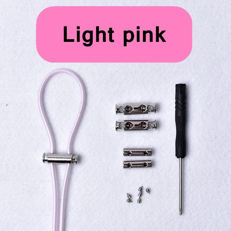 1Pair New Metal Lock Shoelace No Tie Shoe Laces Elastic Buckle Shoelaces Kids Adult Quick Lazy Sneakers Shoes Lace Shoestrings