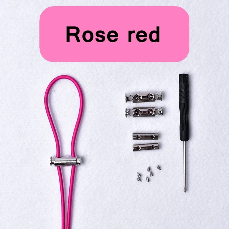 1Pair New Metal Lock Shoelace No Tie Shoe Laces Elastic Buckle Shoelaces Kids Adult Quick Lazy Sneakers Shoes Lace Shoestrings