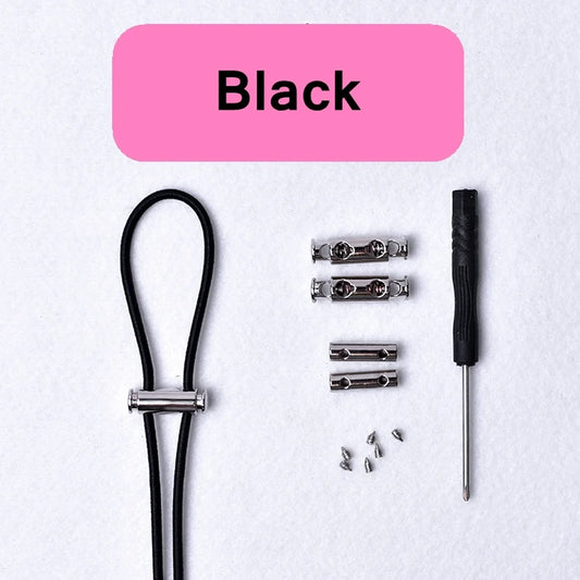 1Pair New Metal Lock Shoelace No Tie Shoe Laces Elastic Buckle Shoelaces Kids Adult Quick Lazy Sneakers Shoes Lace Shoestrings