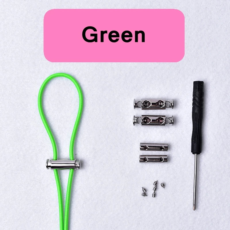 1Pair New Metal Lock Shoelace No Tie Shoe Laces Elastic Buckle Shoelaces Kids Adult Quick Lazy Sneakers Shoes Lace Shoestrings