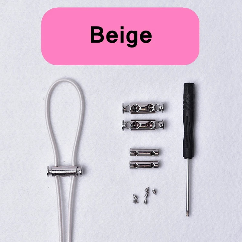 1Pair New Metal Lock Shoelace No Tie Shoe Laces Elastic Buckle Shoelaces Kids Adult Quick Lazy Sneakers Shoes Lace Shoestrings