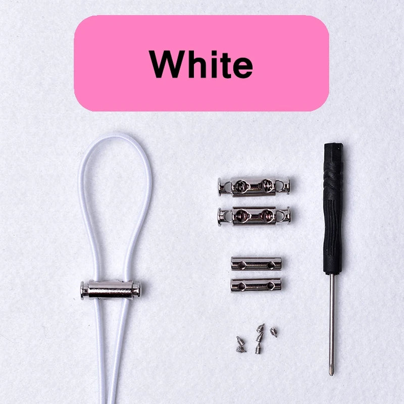 1Pair New Metal Lock Shoelace No Tie Shoe Laces Elastic Buckle Shoelaces Kids Adult Quick Lazy Sneakers Shoes Lace Shoestrings