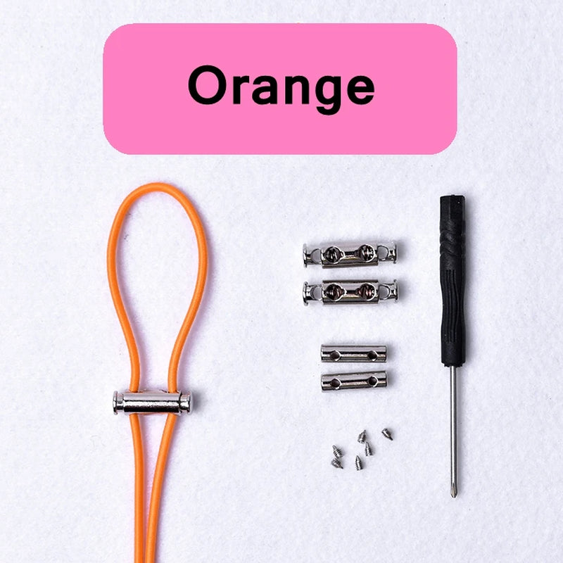 1Pair New Metal Lock Shoelace No Tie Shoe Laces Elastic Buckle Shoelaces Kids Adult Quick Lazy Sneakers Shoes Lace Shoestrings