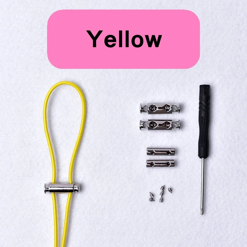 1Pair New Metal Lock Shoelace No Tie Shoe Laces Elastic Buckle Shoelaces Kids Adult Quick Lazy Sneakers Shoes Lace Shoestrings