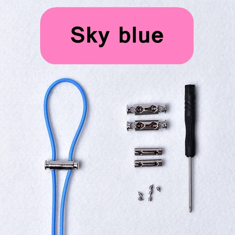 1Pair New Metal Lock Shoelace No Tie Shoe Laces Elastic Buckle Shoelaces Kids Adult Quick Lazy Sneakers Shoes Lace Shoestrings