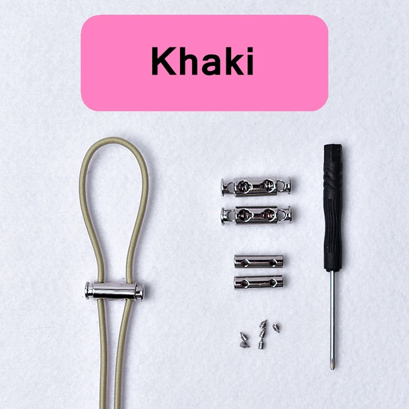 1Pair New Metal Lock Shoelace No Tie Shoe Laces Elastic Buckle Shoelaces Kids Adult Quick Lazy Sneakers Shoes Lace Shoestrings