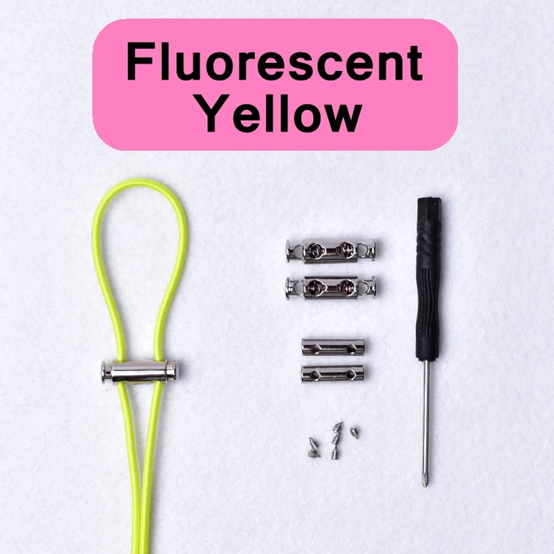 1Pair New Metal Lock Shoelace No Tie Shoe Laces Elastic Buckle Shoelaces Kids Adult Quick Lazy Sneakers Shoes Lace Shoestrings