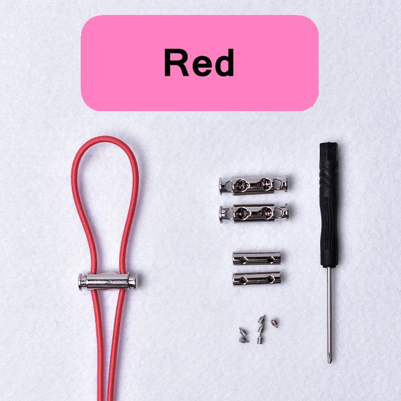 1Pair New Metal Lock Shoelace No Tie Shoe Laces Elastic Buckle Shoelaces Kids Adult Quick Lazy Sneakers Shoes Lace Shoestrings